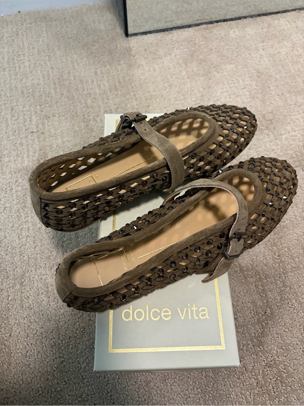 New-Dolce Vita “Mavin Rhinestone” Suede ballet flats